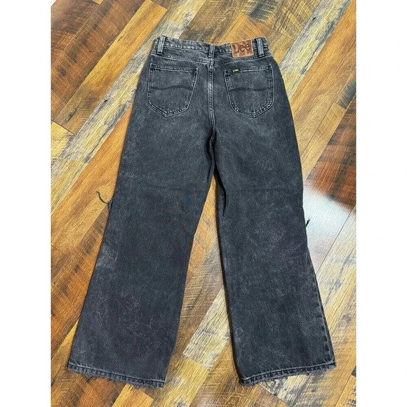 Lee High Rise Black Jeans Wide Leg Jeans Size 26 Cropped - Picture 9 of 9